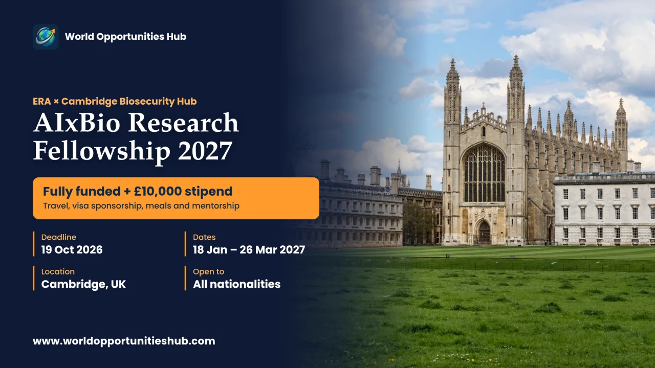 AIxBio Research Fellowship 2027: Fully Funded 10-Week Programme in Cambridge, UK
