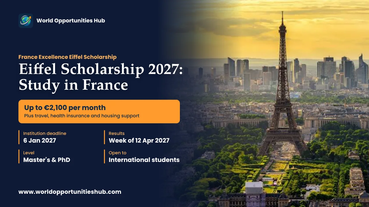 France Excellence Eiffel Scholarship 2027: Study Your Master's or PhD in France
