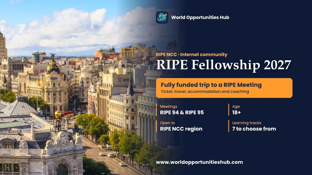 RIPE Fellowship 2027: Fully Funded Trip to a RIPE Meeting for Internet Newcomers