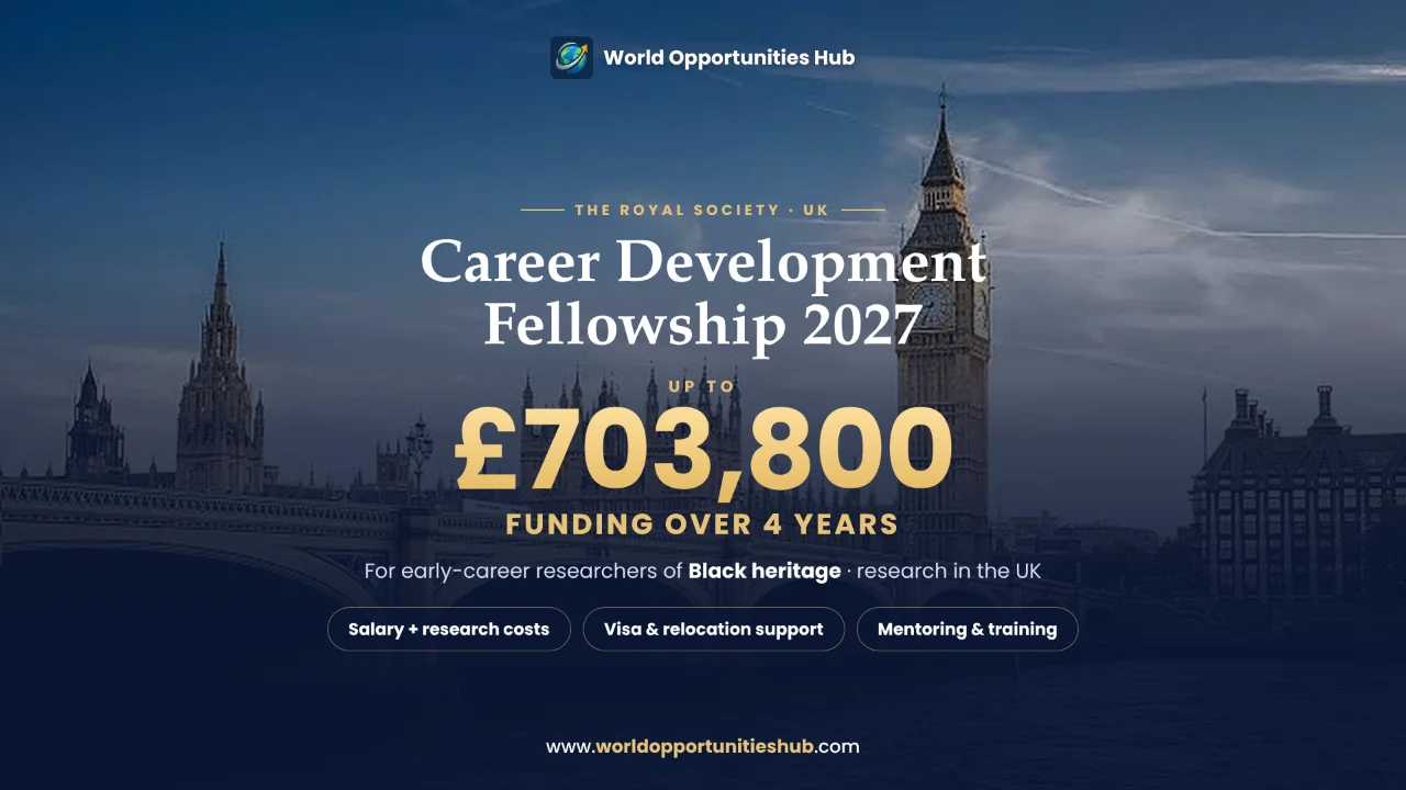 Royal Society Career Development Fellowship 2027 (Up to £703,800)