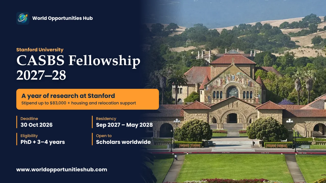 Stanford CASBS Fellowship 2027–28: A Year of Research at Stanford for Established Scholars