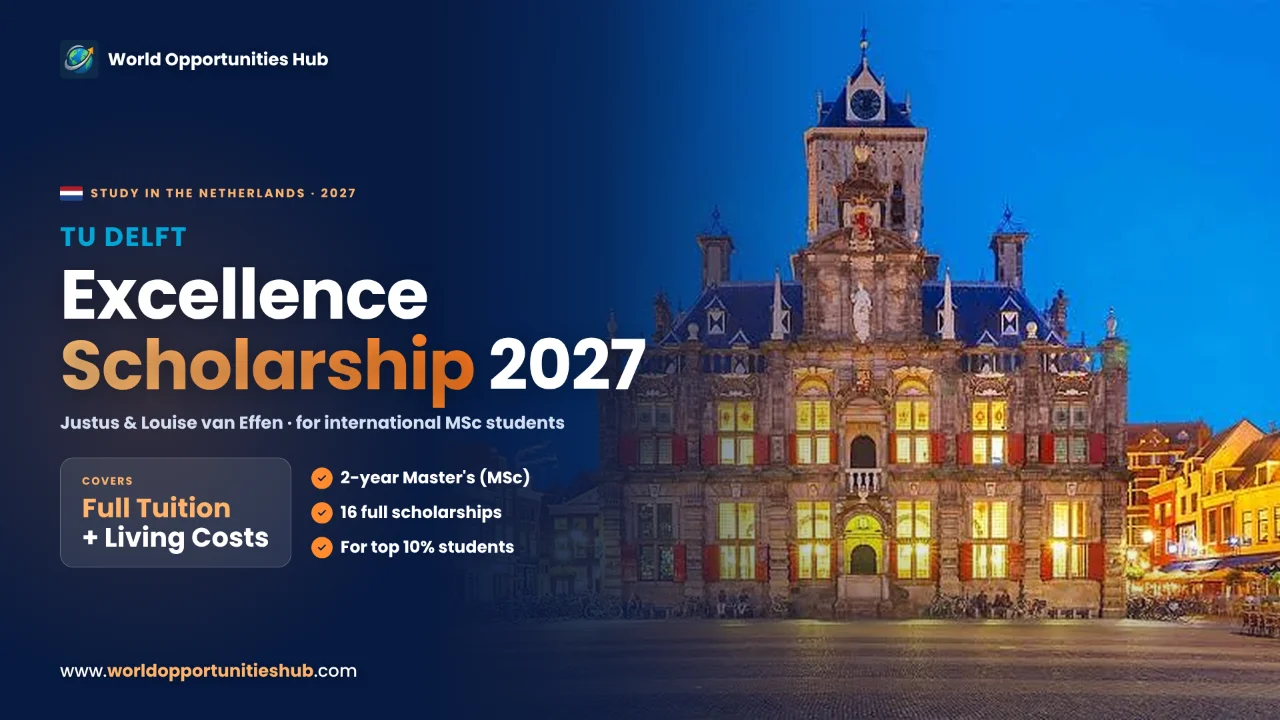 TU Delft Excellence Scholarships 2027 in the Netherlands (Full Tuition + Living Costs)