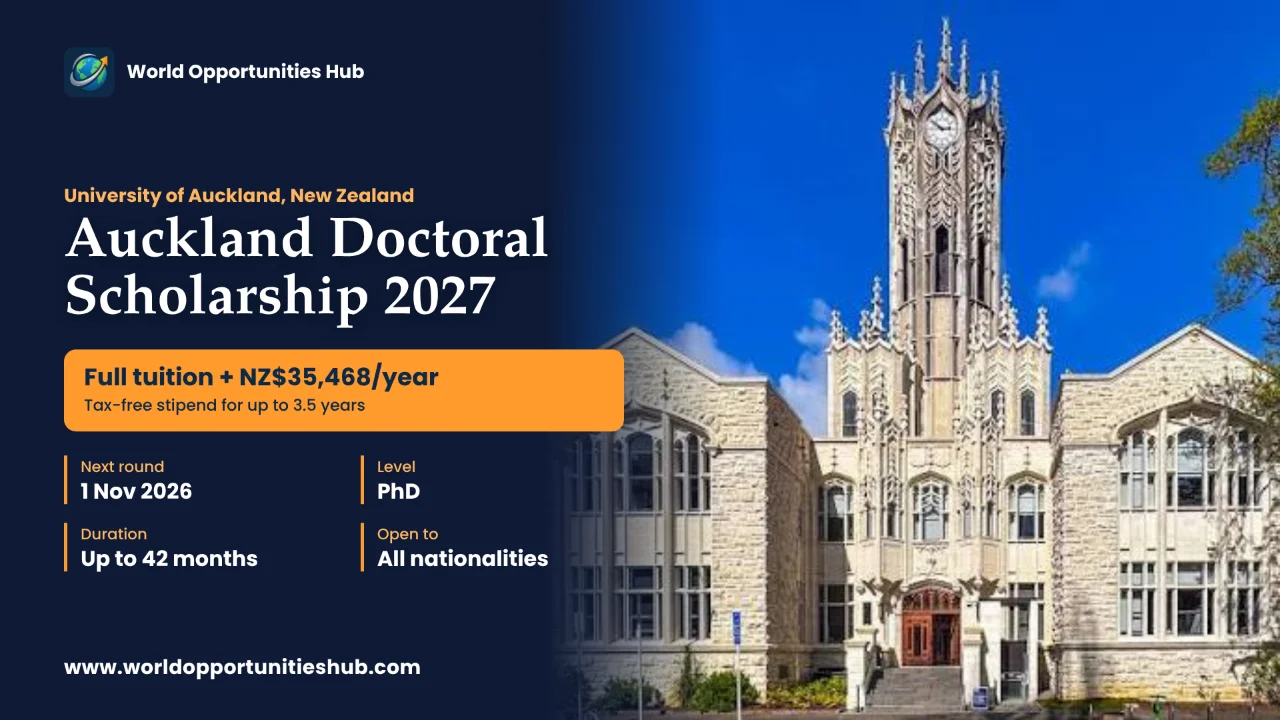 University of Auckland Doctoral Scholarship 2027: Fully Funded PhD in New Zealand