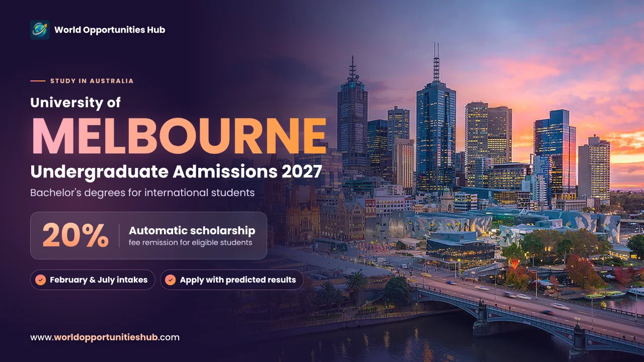 University of Melbourne Undergraduate Admissions 2027 for International Students